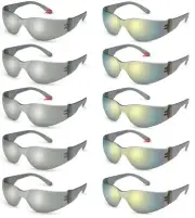10 Pair/Pack Box Gateway Starlite Silver and Gold Mirror Safety Glasses Sun Z87+