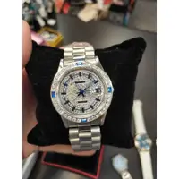 在飛比找蝦皮購物優惠-*全新BURRELL藍白滿鑽銀色錶帶手錶 $1200