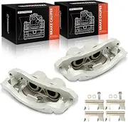 Brake Caliper with Bracket Replacement for Chevrolet Silverado GMC Sierra 3500 2001-2010 one side 2 Pistons Phenolic Piston Rear Left and Right Set of 2