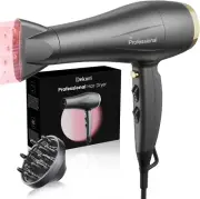 Hair Dryer with Diffuser, Professional Salon Ionic Blow Dryer with Nozzle, 2 Spe