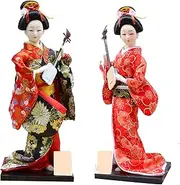 Set 2 Pieces Traditional Japanese Dolls Geisha Girl Geiko Kimono Ancient Doll Home Collection Art Decoration,A1,12 inch/4161 (Color : C17, Size : 12 inch)