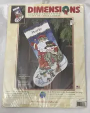 Dimensions SANTA & SNOWMAN STOCKING Counted Cross Stitch Kit 8714 Christmas 2003