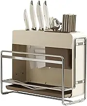 Kitchen Block Holder, Cooking Utensil Holder, Space Saving Countertop Storage Stand, Large Block Holder, Kitchen Organiser, Waterproof, Hollow Storage Rack for Chopping Board