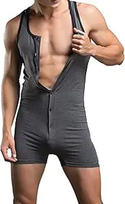 YUFEIDA Men's Athletic Supporters One Piece Bodysuit Cotton Jumpsuit Slim Fit Active Base Layers Singlet Leotard