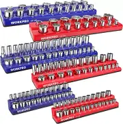 Magnetic Socket Organizer Set, 6-Piece Socket Holder Set Includes 1/4", 3/8", 1/