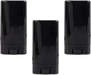 3PCS 15 Gram Refillable Deodorant Stick Oval Lip Balm Tubes Deodorant Containers Twist up Black Tubes Lotion Bar Stick
