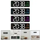 Digital Wall Clock, Colorful Ambient Light, 2 Alarm Settings, Temperature, Date