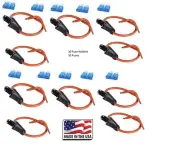 (10 PC) 12 GAUGE ATC FUSE HOLDER IN-LINE WITH (10 PC) 15 AMP FUSE Made in USA