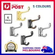 6 x Hat Coat Hooks Hanger Door Wall Cloth Towel Holder Organiser Rack Robe AU