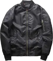 [JEShifangjiusu] Men's Artificial Zip Chain Pilot Jacket, Casual Tie, Pocket Bag, Locomotive Coat, Lightweight Locomotive Coat