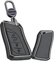 KUNIO Metal Smart Keyless Enter Key Fob Cover Fit for Lexus TX RX NX ES 350 GX460 LC LS UX is LS500H LC500 LC500h Leather Key Holder Keyring Key Protector Car Accessories 4 Button B Black