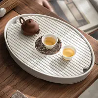 在飛比找蝦皮商城精選優惠-圓形陶瓷茶盤 家用托盤 幹泡台 小型幹泡茶盤 茶海儲水式 茶