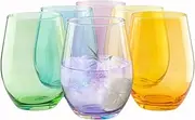 TREND FOR HOME Phoebe Rainbow Set of 6 Colorful Drinking Glasses, 624 ml Capacity, Made of Soda-Lime Glass, Highball & Tulip/Flute Form, Glassware, Drinking Glasses
