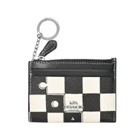 在飛比找PChome24h購物優惠-COACH黑白字塊棋盤格前卡夾鑰匙零錢包