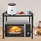 2-Tier Extendable Microwave Shelf Kitchen Counter Microwave Oven Rack W/ Hooks