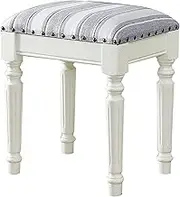 Vanity Stool Bedroom Vanity Chair Upholstered Seat Wood Vanity Stool White Makeup Stool Wooden Dining Stool Reception Room Stool Rubber Wood Stool Legs