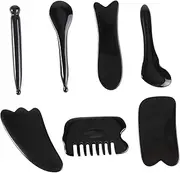Complete Massager Set 7pc Beauty Scrapping Tools Face Body Massage Meridians Therapy Resin Equipment Compact Easy to Store