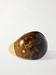 [Dinosaur Designs] Dinosaur Designs - Large Gold-tone Resin Ring - Dark brown - One size One size Brown