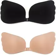 [FLORATA] Women's Strapless Self Adhesive Reusable Padded Invisible Sticky Push Up Bra for Backless Dress