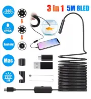 5M/16.4ft 8LED Endoscope Clock Inspection Camera USB C for Android PC