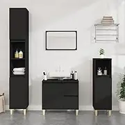 Bathroom Cabinet Black 65x33x60 cm Engineered Wood,Spacious Bathroom Cabinet with Ample Storage Space for Enhanced Organization and Space Optimization Furniture Sets