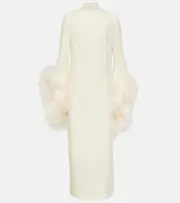 [Taller Marmo] Taller Marmo Del Rio feather-trimmed midi dress AU 6 white