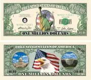 WHOLESALE LOT 100-NEW Statue Of Liberty Million Dollar Collectible Novelty Bills