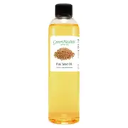 Flax Seed Carrier Oil - 8 fl oz - Clear Plastic Bottle w/ Cap - GreenHealth