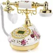 Retro Vintage Phone, Antique Ceramic Telephone with LCD, Old Fashioned Telephone