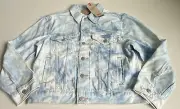 Levi's Ex-Boyfriend Denim Trucker Jacket Blue Tie Dye Light Wash Women’s Size S