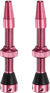 uxcell 2pcs Tubeless Valve Stems 44mm Aluminum Alloy Tubeless Valve Super Light No Leak Durable with 4 Hole and Caps Fit Most Bicycle Tubeless Rims, Pink