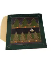 Belfast Bay 8.75" Square Ceramic Pine Tree State Maine Tile Pine Trees Sail Boat