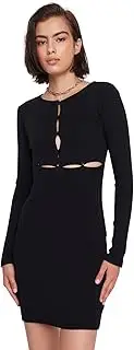 [Trendyol] Women's Knitted Dress with Turn-Down Collar