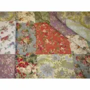 NEW! ~ REAL PATCHWORK XXX-L ROMANTIC IVORY PINK ROSE GREEN BLUE BEDSPREAD SET