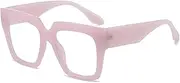 Blue Light Filter Glasses Square Thick Frame Women Men Glasses Without Prescription Square Anti-Fatigue for PC, TV & Mobile Phone, bright Purple, 53-22-144