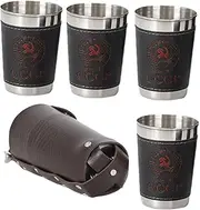 Alipis 1 Set Stainless Steel Shot Cups with Carrying Case Outdoor Drinking Cups for Whiskey Beer and Tea Portable Space Saving Drinkware for Camping and Travel