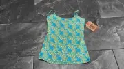NWT ROUTE 66 WOMENS CAMI SHELD BRA ADJUSTABLE STRAPS FLORAL TURW YELLOW XS S M L