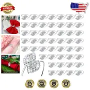 Glamorous Napkin Rings: 100 Pcs Silver Leaf Holders with Sparkling Rhinestones