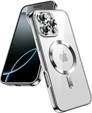 JETech Soft Clear Case for iPhone 16 Pro Max 6.9-Inch, Camera Lens Full Protection, Compatible with MagSafe Wireless Charging, Shockproof Electroplated TPU Phone Cover (Silver)