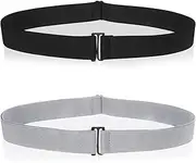 [InnoHHustle] Pack of 2 Invisible Women's Belts Elastic Belt Adjustable Elastic Belt with Flat Buckle Belts for Jeans Dresses Evening Dresses