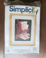 Vtg Simplicity Needlepoint kit 05903 Intermezzo ballet shoes violin music roses