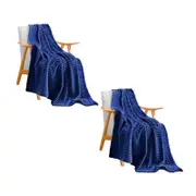 SOGA 2X Blue Striped Throw Blankets – Lightweight Thin Flannel Fleece
