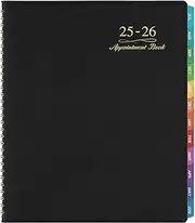 2025-2026 Weekly Appointment Book - Appointment Book 2025-2026, July 2025 - June 2026, Daily/Hourly Planner with Tabs, 15 Minutes, 8.26" x 11.4", Wirebound - Black