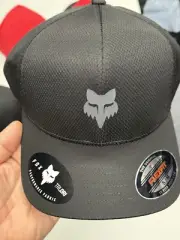 Fox Racing Flexfit Hat Black Charcoal Gray Logo Adult Cap Large