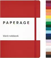 PAPERAGE Blank Journal Notebook, (Red), 160 Pages, Medium 5.7 inches x 8 inches - 100 GSM Thick Paper, Hardcover