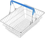 Shopping Basket Mini Basket Doll House Accessories Mini House Supplies Shopping Grocery Cart Hamper Metal Blue