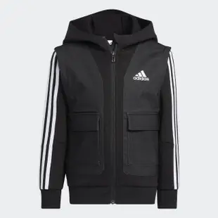 【adidas 愛迪達】外套 男童 女童 運動連帽外套 亞規 LK TRANS JKT 黑HM9619