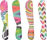French Bull 6" Melamine Butter Spreader 4-Piece Set-Designer Fun Vibrant Colorful Knives for Cream Cheese, Jam, Jelly, Mayo, Frosting, Sandwich-Shatterproof BPA Free Dishwasher Safe, 6-inch, Assorted