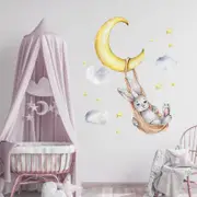 Bunny Swinging On The Moon Wall Decals