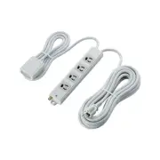 ELECOM Power Strip with Hand Switch, Anti-Pull Outlet, 4 Outlets, 3P Plug, 5m, G